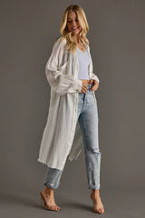 White Gauze Long Button Up