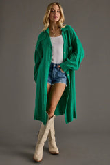 Kelly Green Gauze Long Button Up