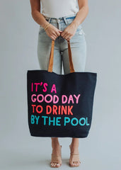 Navy Drink By The Pool Tote